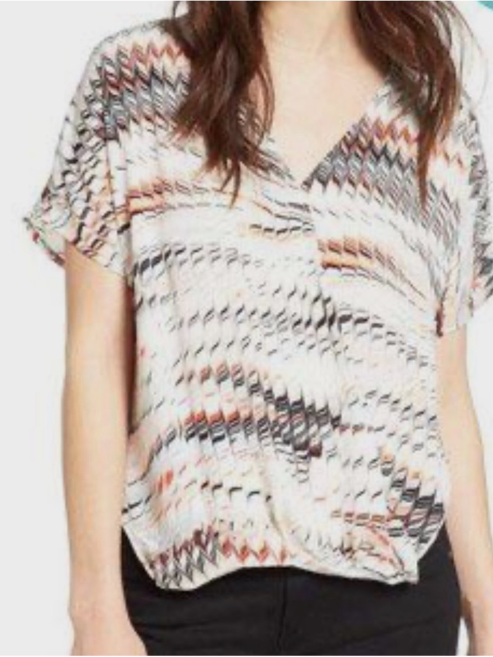 Trouvè Marbled Print Faux Wrap Top in Size Small.